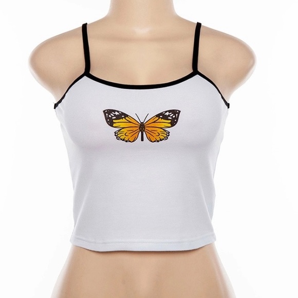 Urban Outfitters | Tops | White Butterfly Tank Top | Poshmark